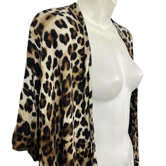 Chicos Womens Ruana Fusion Leopard Print Poncho Jacket Open Draped Top One Size - Picture 3 of 14